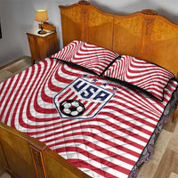 Soccer 2026 USA Quilt Bed Set Wave Flag Stylized