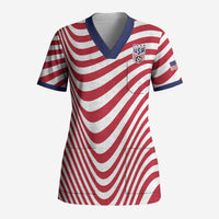 Custom Soccer 2026 USA Scrub Top Wave Flag Stylized