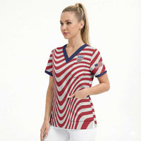 Custom Soccer 2026 USA Scrub Top Wave Flag Stylized