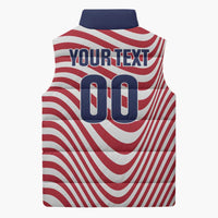 Custom Soccer 2026 USA Sleeveless Puffer Jacket Wave Flag Stylized