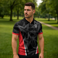 Custom Soccer 2026 USA Zipper Polo Shirt Black Stars Version