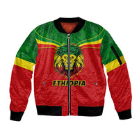 Personalised Ethiopia Sleeve Zip Bomber Jacket Lion Of Judah Flag Style Special Version - Wonder Print Shop