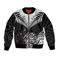 New Zealand Bomber Jacket Aotearoa Maori Kiwi Black Fern - Wonder Print Shop