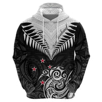 New Zealand Hoodie Aotearoa Maori Kiwi Black Fern - Wonder Print Shop