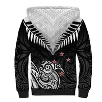 New Zealand Sherpa Hoodie Aotearoa Maori Kiwi Black Fern - Wonder Print Shop