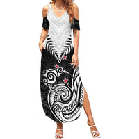 New Zealand Summer Maxi Dress Aotearoa Maori Kiwi Black Fern - Wonder Print Shop