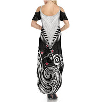New Zealand Summer Maxi Dress Aotearoa Maori Kiwi Black Fern - Wonder Print Shop