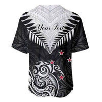 Personalised New Zealand Baseball Jersey Aotearoa Maori Kiwi Black Fern - Wonder Print Shop