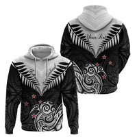 Personalised New Zealand Hoodie Aotearoa Maori Kiwi Black Fern - Wonder Print Shop