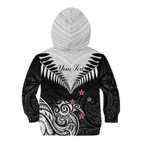 Personalised New Zealand Kid Hoodie Aotearoa Maori Kiwi Black Fern - Wonder Print Shop