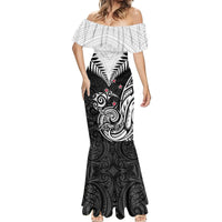Personalised New Zealand Mermaid Dress Aotearoa Maori Kiwi Black Fern - Wonder Print Shop