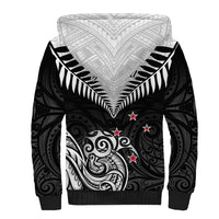 Personalised New Zealand Sherpa Hoodie Aotearoa Maori Kiwi Black Fern - Wonder Print Shop