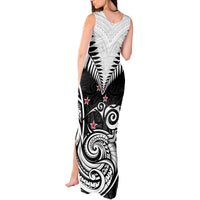 Personalised New Zealand Tank Maxi Dress Aotearoa Maori Kiwi Black Fern - Wonder Print Shop