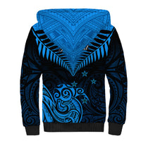Personalised New Zealand Sherpa Hoodie Aotearoa Blue Maori Kiwi Blue Fern - Wonder Print Shop