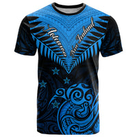 Personalised New Zealand T Shirt Aotearoa Blue Maori Kiwi Blue Fern - Wonder Print Shop