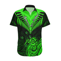 Personalised New Zealand Hawaiian Shirt Aotearoa Maori Kiwi Green Fern - Wonder Print Shop