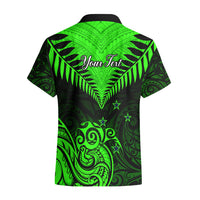 Personalised New Zealand Hawaiian Shirt Aotearoa Maori Kiwi Green Fern - Wonder Print Shop