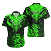 Personalised New Zealand Hawaiian Shirt Aotearoa Maori Kiwi Green Fern - Wonder Print Shop
