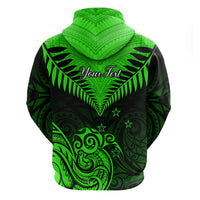Personalised New Zealand Hoodie Aotearoa Maori Kiwi Green Fern - Wonder Print Shop