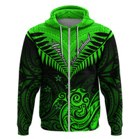 Personalised New Zealand Hoodie Aotearoa Maori Kiwi Green Fern - Wonder Print Shop
