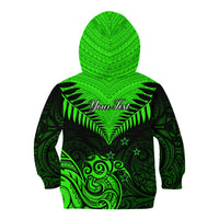 Personalised New Zealand Kid Hoodie Aotearoa Maori Kiwi Green Fern - Wonder Print Shop
