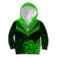 Personalised New Zealand Kid Hoodie Aotearoa Maori Kiwi Green Fern - Wonder Print Shop