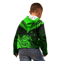Personalised New Zealand Kid Hoodie Aotearoa Maori Kiwi Green Fern - Wonder Print Shop