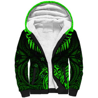 Personalised New Zealand Sherpa Hoodie Aotearoa Maori Kiwi Green Fern - Wonder Print Shop