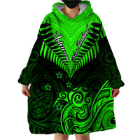 Personalised New Zealand Wearable Blanket Hoodie Aotearoa Maori Kiwi Green Fern - Wonder Print Shop