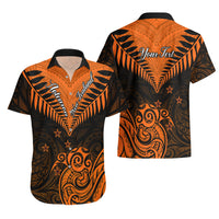 Personalised New Zealand Hawaiian Shirt Aotearoa Maori Kiwi Orange Fern - Wonder Print Shop