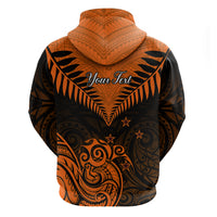 Personalised New Zealand Hoodie Aotearoa Maori Kiwi Orange Fern - Wonder Print Shop