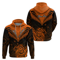 Personalised New Zealand Hoodie Aotearoa Maori Kiwi Orange Fern - Wonder Print Shop