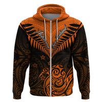 Personalised New Zealand Hoodie Aotearoa Maori Kiwi Orange Fern - Wonder Print Shop