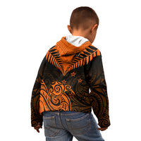 Personalised New Zealand Kid Hoodie Aotearoa Maori Kiwi Orange Fern - Wonder Print Shop