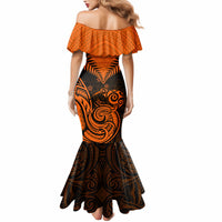 Personalised New Zealand Mermaid Dress Aotearoa Maori Kiwi Orange Fern - Wonder Print Shop