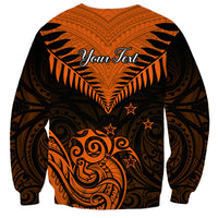 Personalised New Zealand Sweatshirt Aotearoa Maori Kiwi Orange Fern - Wonder Print Shop