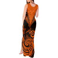 Personalised New Zealand Tank Maxi Dress Aotearoa Maori Kiwi Orange Fern - Wonder Print Shop
