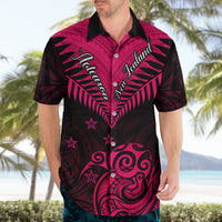 Personalised Aotearoa Hawaiian Shirt Maori Kiwi Pink Fern - Wonder Print Shop