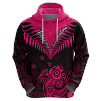 Personalised Aotearoa Hoodie Maori Kiwi Pink Fern - Wonder Print Shop