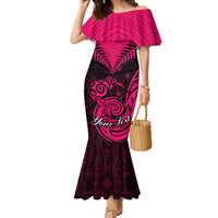 Personalised Aotearoa Mermaid Dress Maori Kiwi Pink Fern - Wonder Print Shop