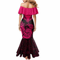 Personalised Aotearoa Mermaid Dress Maori Kiwi Pink Fern - Wonder Print Shop