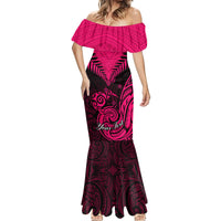 Personalised Aotearoa Mermaid Dress Maori Kiwi Pink Fern - Wonder Print Shop
