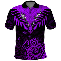 Personalised Aotearoa Polo Shirt Maori Kiwi Purple Fern - Wonder Print Shop