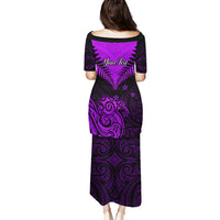 Personalised Aotearoa Puletasi Maori Kiwi Purple Fern - Wonder Print Shop