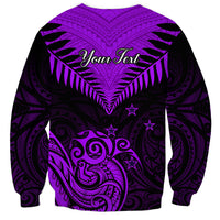Personalised Aotearoa Sweatshirt Maori Kiwi Purple Fern - Wonder Print Shop