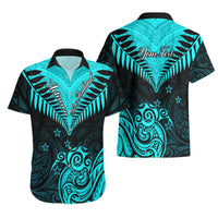Personalised Aotearoa Hawaiian Shirt Maori Kiwi Turquoise Fern - Wonder Print Shop