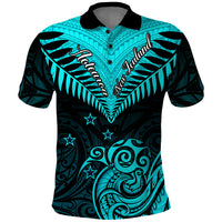 Personalised Aotearoa Polo Shirt Maori Kiwi Turquoise Fern - Wonder Print Shop