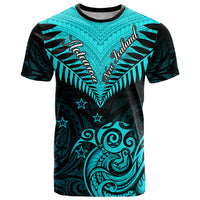 Personalised Aotearoa T Shirt Maori Kiwi Turquoise Fern - Wonder Print Shop