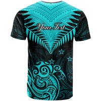 Personalised Aotearoa T Shirt Maori Kiwi Turquoise Fern - Wonder Print Shop