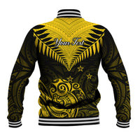 Personalised Aotearoa Baseball Jacket Maori Kiwi Yellow Fern - Wonder Print Shop